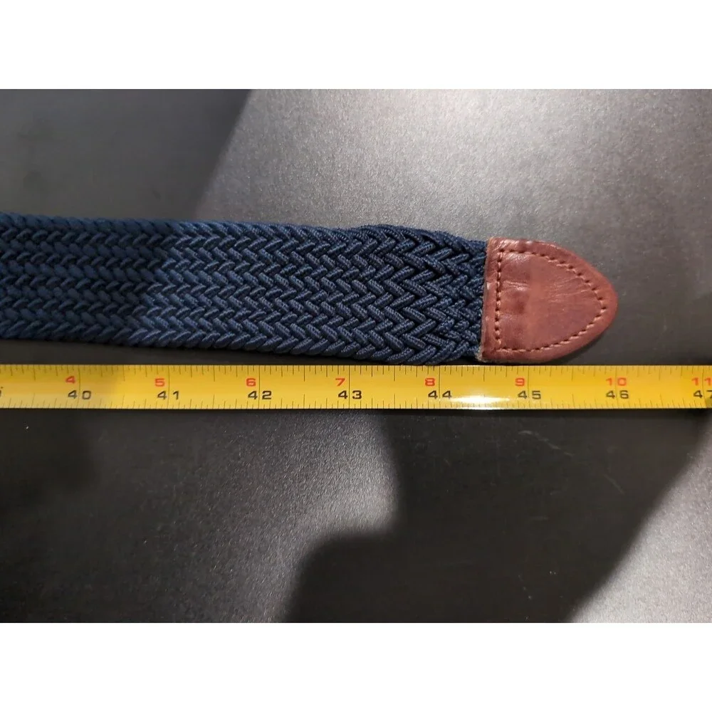 TOMMY BAHAMA MEN'S STRETCH CASUAL BELT L/XL (38-42) NAVY BLUE/LEATHER  EUC